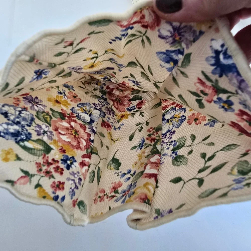 Longaberger 2004 Horizon of Hope Spring Floral Basket Liner Cream Pink Blue NEW
